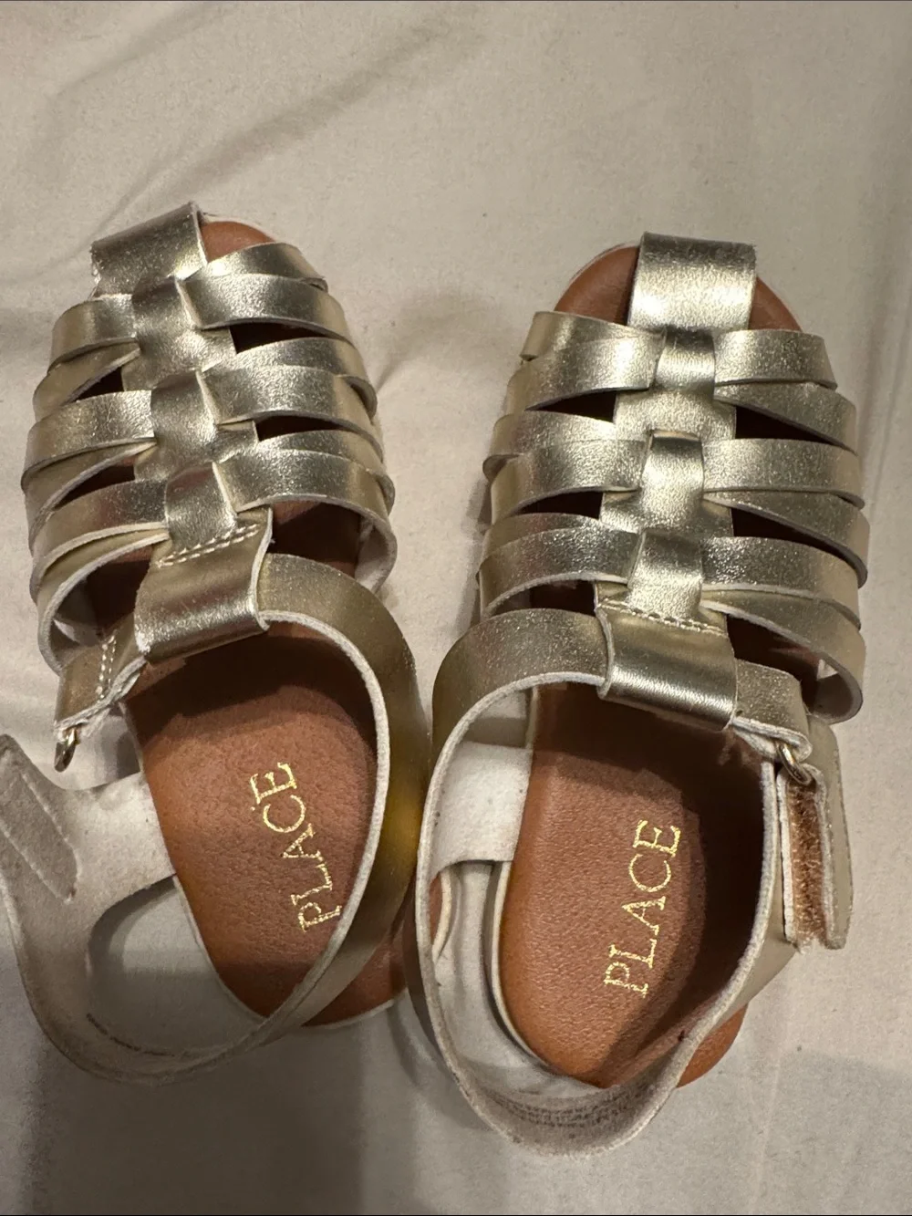 Children’s Place Girls' Metallic Gold Woven Fisherman Sandals